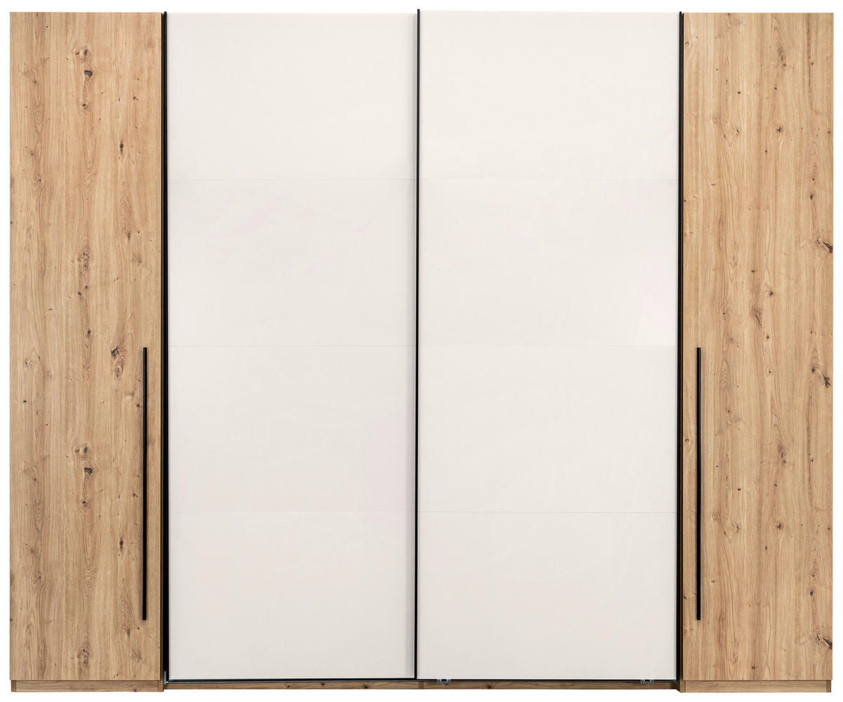 DREHTÜRENSCHRANK 4-türig Kaschmir, Eiche Artisan  - Kaschmir/Schwarz, KONVENTIONELL, Holzwerkstoff/Metall (270/225/61cm) - Boxxx