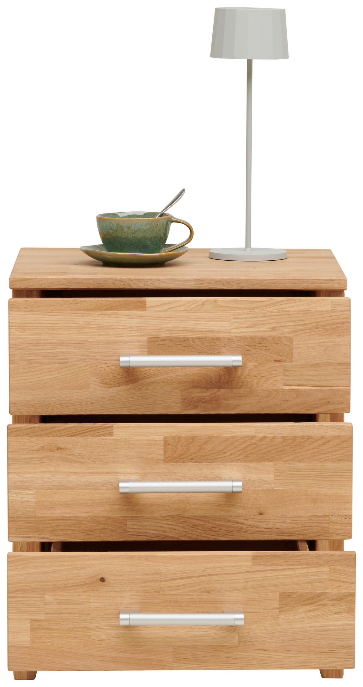 NACHTTISCH 45/55/42 cm  in massiv Wildeiche Eichefarben  - Chromfarben/Eichefarben, Natur, Holz/Kunststoff (45/55/42cm) - Livetastic