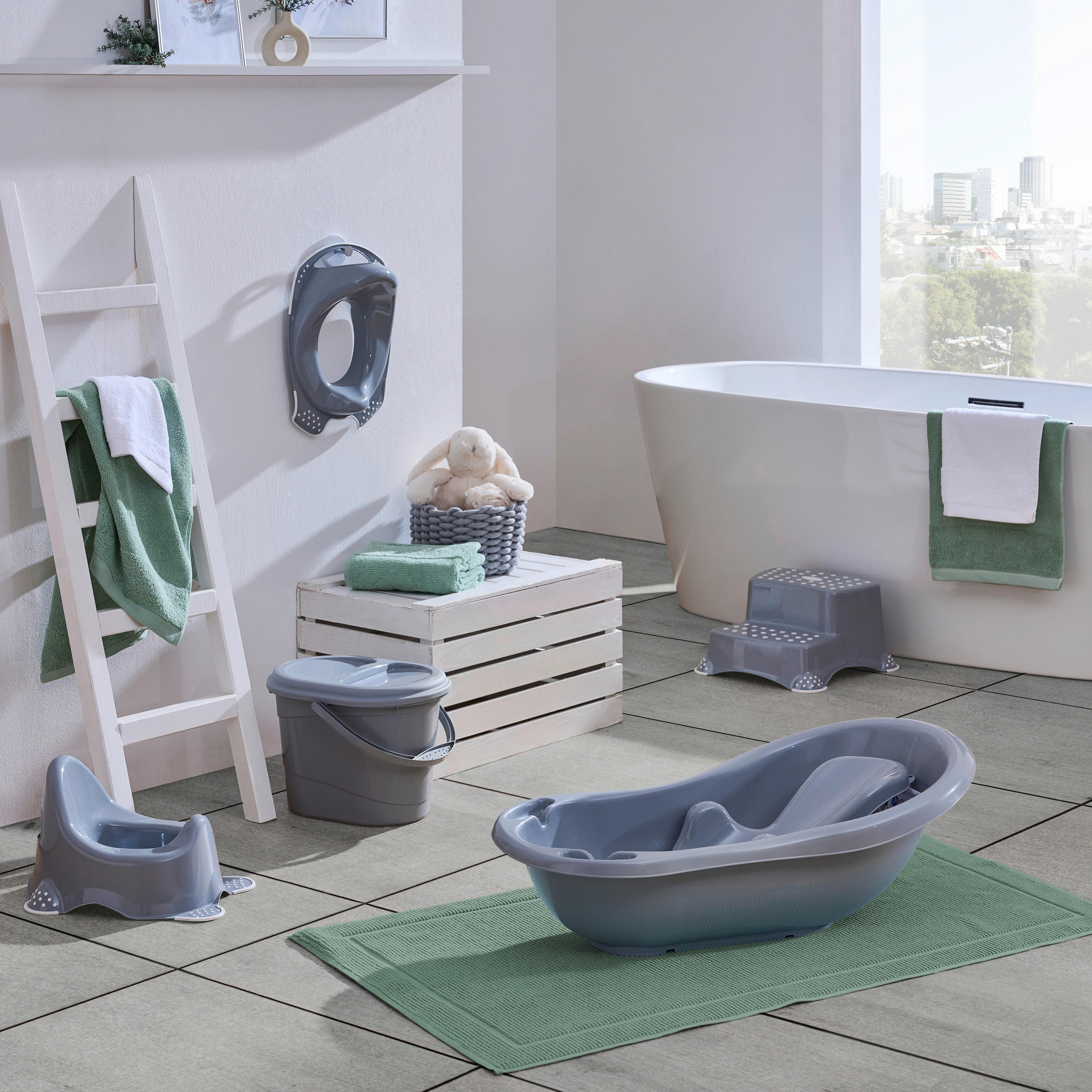 BADESITZ Nordic Grey  - Grau, Basics, Kunststoff (53/25/22cm) - My Baby Lou
