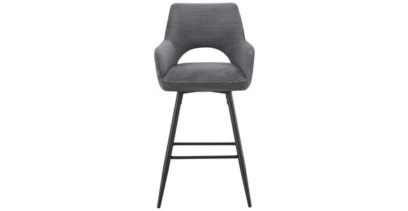 BARHOCKER Cord Schwarz, Dunkelgrau Eisen Stoffauswahl, inklusive Armlehnen  - Dunkelgrau/Schwarz, Design, Textil/Metall (56/110/58cm) - Hom`in