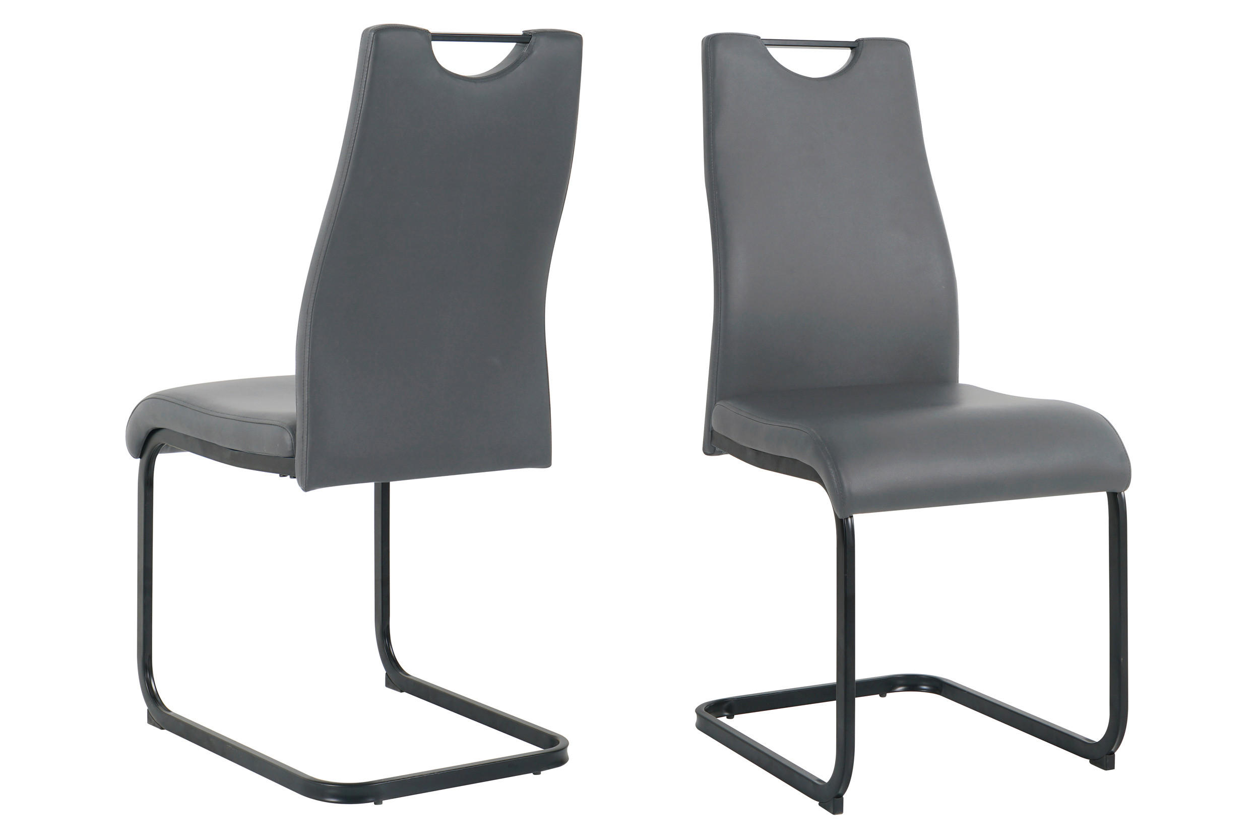 STUHL-SET 2 Stück  in Lederlook  - Schwarz/Grau, Design, Kunststoff/Textil (42/98/56cm) - Livetastic