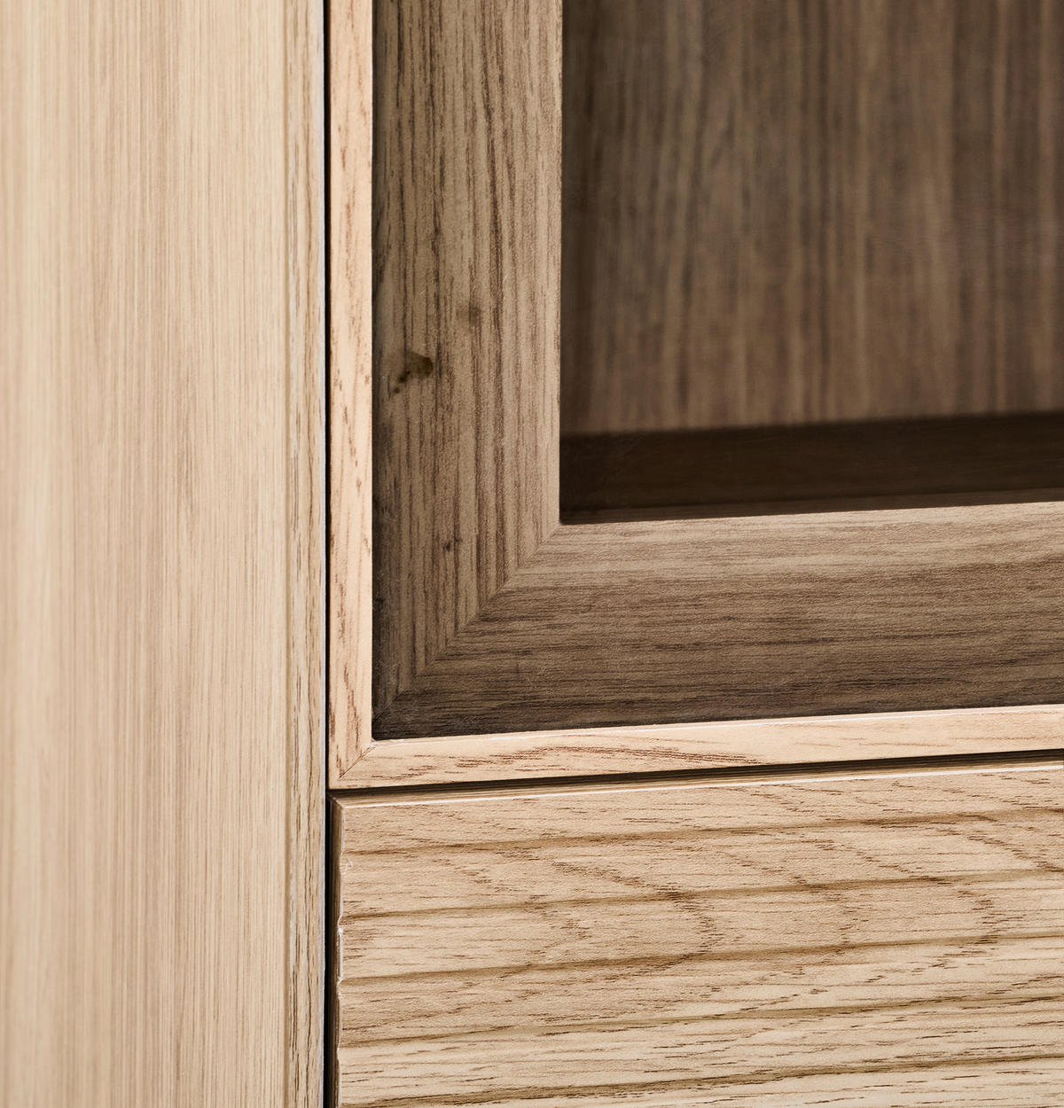 HIGHBOARD  100/120/40 cm 1 Schublade(n)  - Eichefarben/Schwarz, KONVENTIONELL, Glas/Holzwerkstoff (100/120/40cm) - Xora