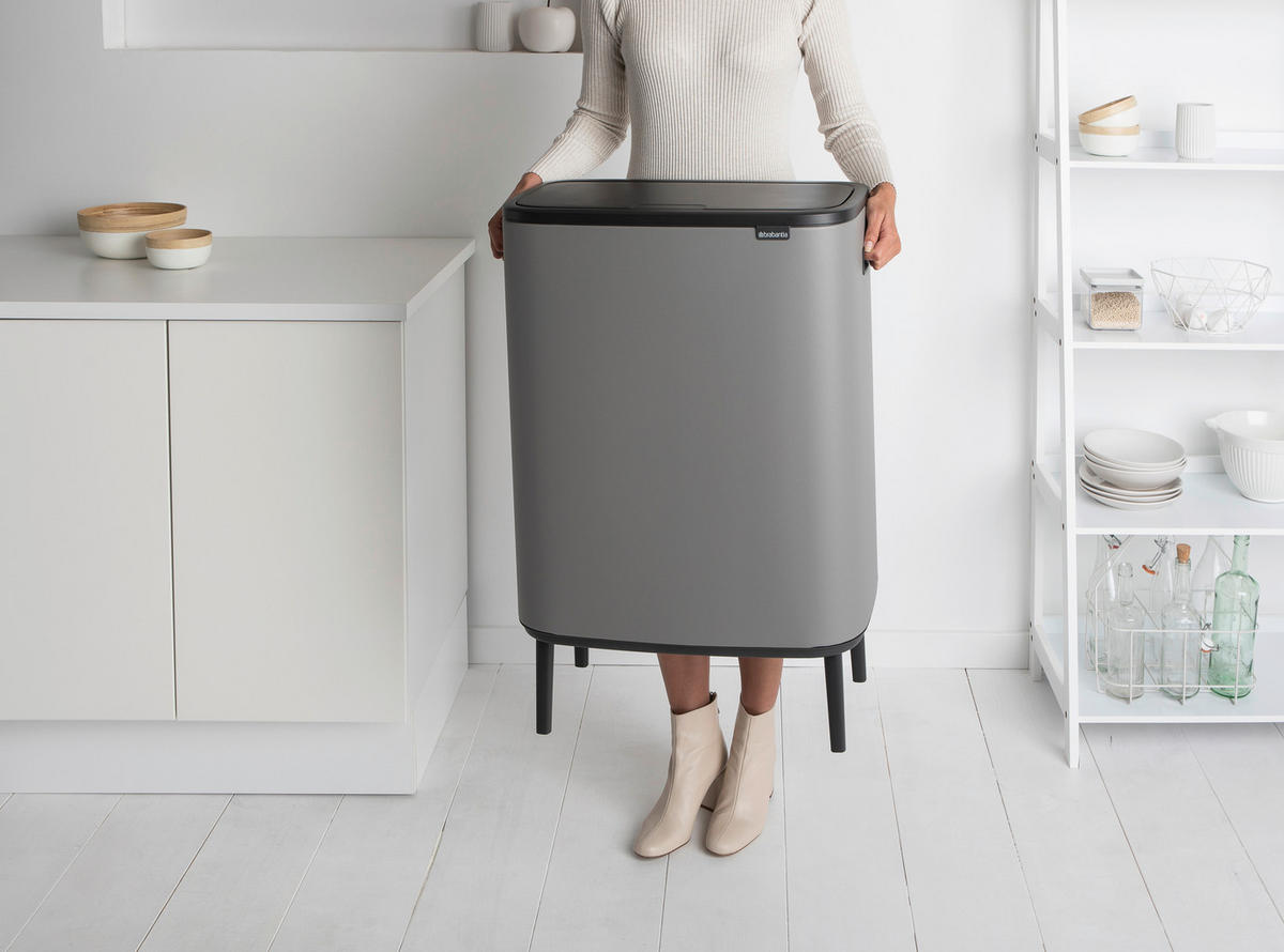 SZEMETESVÖDÖR  - fekete/szürke, Basics, műanyag/fém (60Ll) - Brabantia