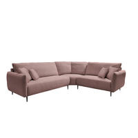 ECKSOFA in Cord Rosa  - Schwarz/Rosa, Design, Textil/Metall (294/256cm) - Livetastic