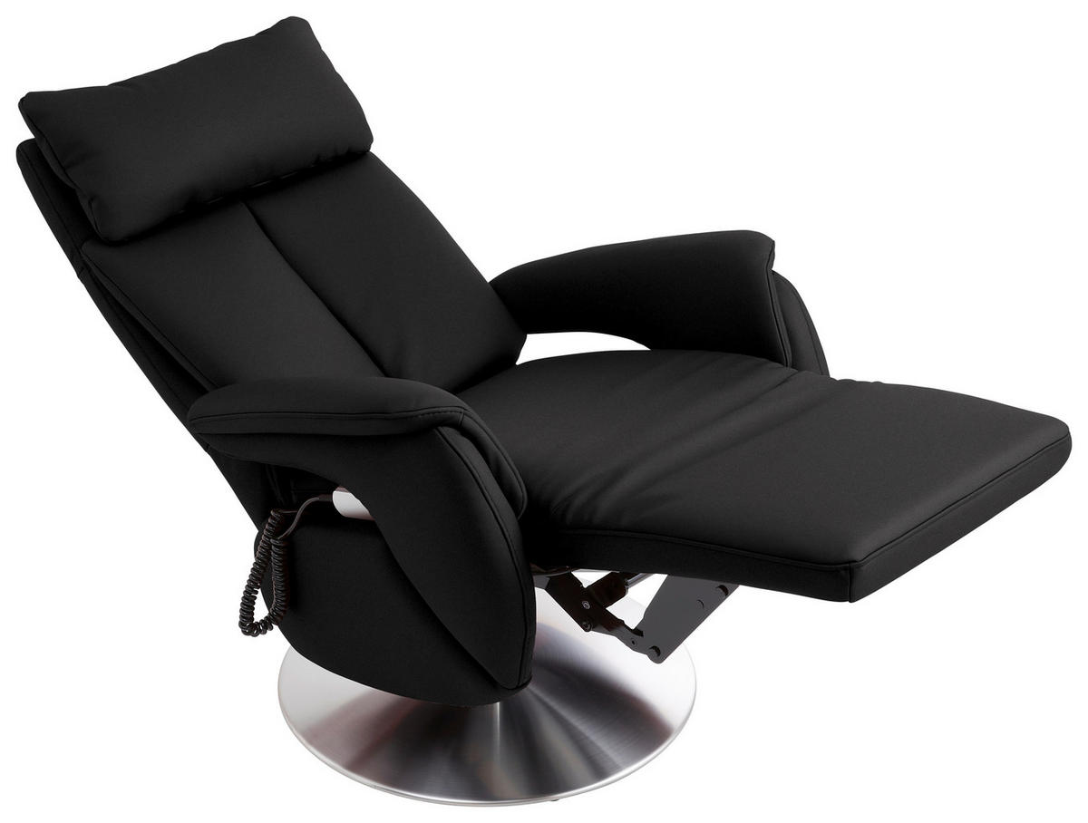 RELAXSESSEL in Leder Schwarz  - Edelstahlfarben/Schwarz, KONVENTIONELL, Leder/Metall (78/110/81cm) - Cantus