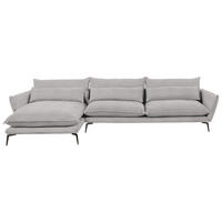 ECKSOFA in Webstoff Beige  - Beige/Schwarz, Design, Textil/Metall (165/338cm) - Livetastic