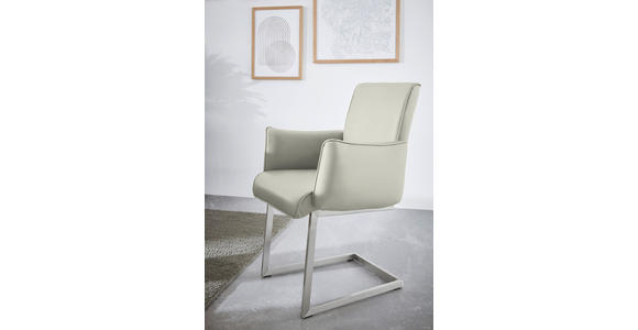 ARMLEHNSTUHL , , Mikrofaser  - Edelstahlfarben/Hellgrau, Design, Holzwerkstoff/Textil (63/91/60cm) - Dieter Knoll