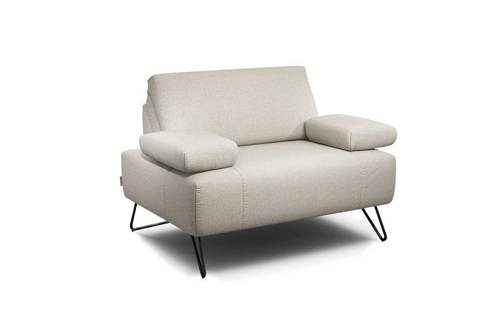 SESSEL in Chenille Naturfarben  - Schwarz/Naturfarben, Design, Textil/Metall (114-142/85/86-94cm) - SENSOO