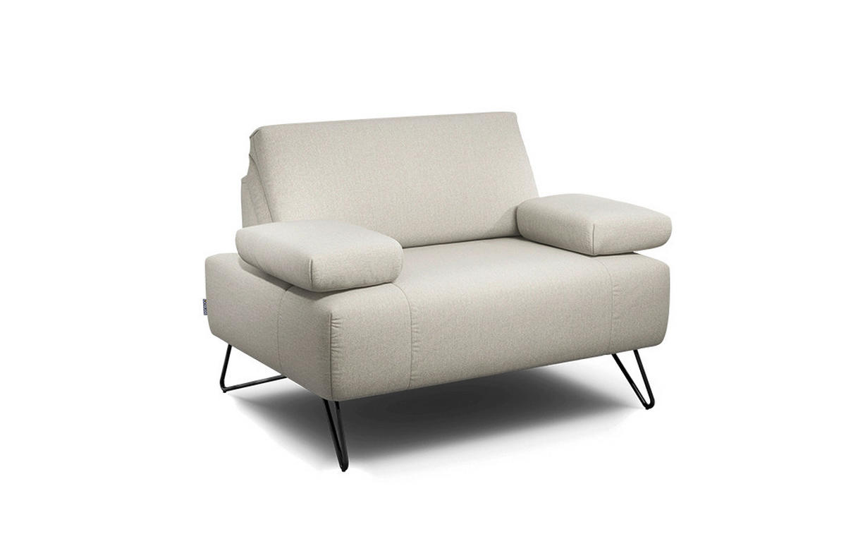 SESSEL Chenille Naturfarben    - Schwarz/Naturfarben, Design, Textil/Metall (114-142/85/86-94cm) - SENSOO