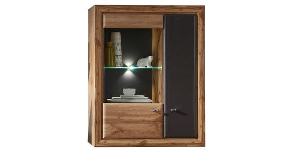 HÄNGEVITRINE in Grau, Eichefarben - Chromfarben/Eichefarben, KONVENTIONELL, Glas/Holzwerkstoff (90/114/37cm) - Cantus