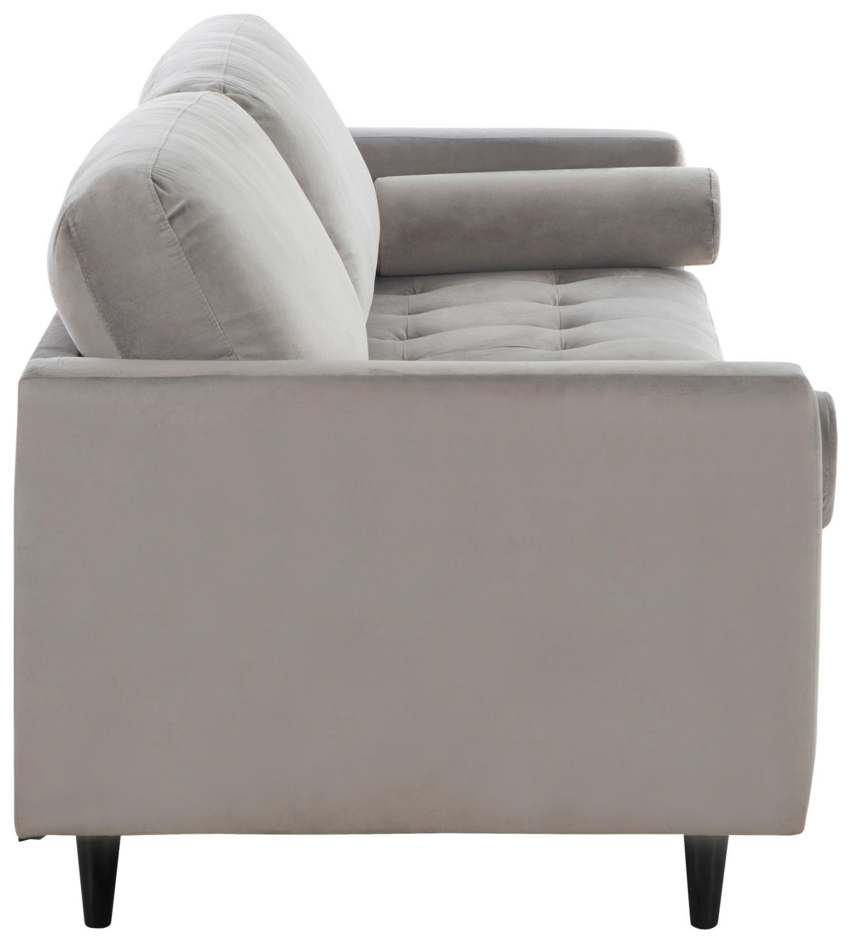 3-SITZER-SOFA Samt Grau  - Schwarz/Grau, MODERN, Holz/Textil (211/88/89cm) - P & B