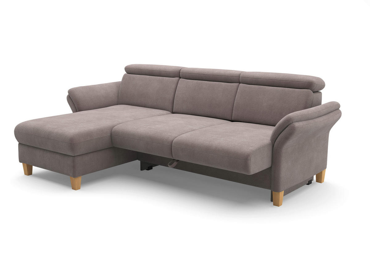 ECKSOFA GLENDALE E Taupe Flachgewebe  - Taupe/Eichefarben, KONVENTIONELL, Holz/Textil (166/253cm) - Sit & More