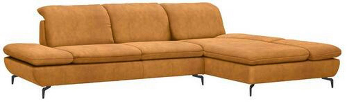 ECKSOFA in Flachgewebe Currygelb  - Currygelb/Schwarz, Design, Textil/Metall (315/200cm) - Chilliano