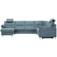 SOFFA i mikrofiber ljusblå  - ljusblå/aluminiumfärg, Klassisk, metall/textil (173/330/262cm) - Beldomo System