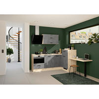 ECKKÜCHE 225/241 cm  Grau  - Eichefarben/Schwarz, Design, Holzwerkstoff/Metall (225/241cm) - Impuls