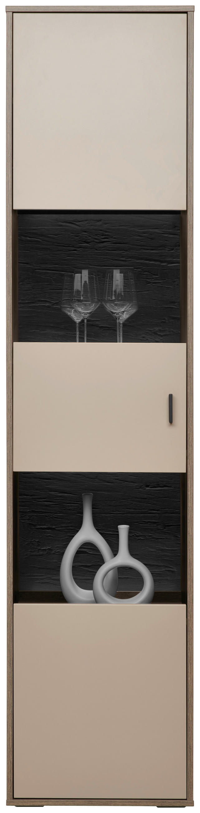 VITRINE in Eichefarben, Hellgrau  - Eichefarben/Anthrazit, MODERN, Glas/Holzwerkstoff (49/206/37cm) - Carryhome