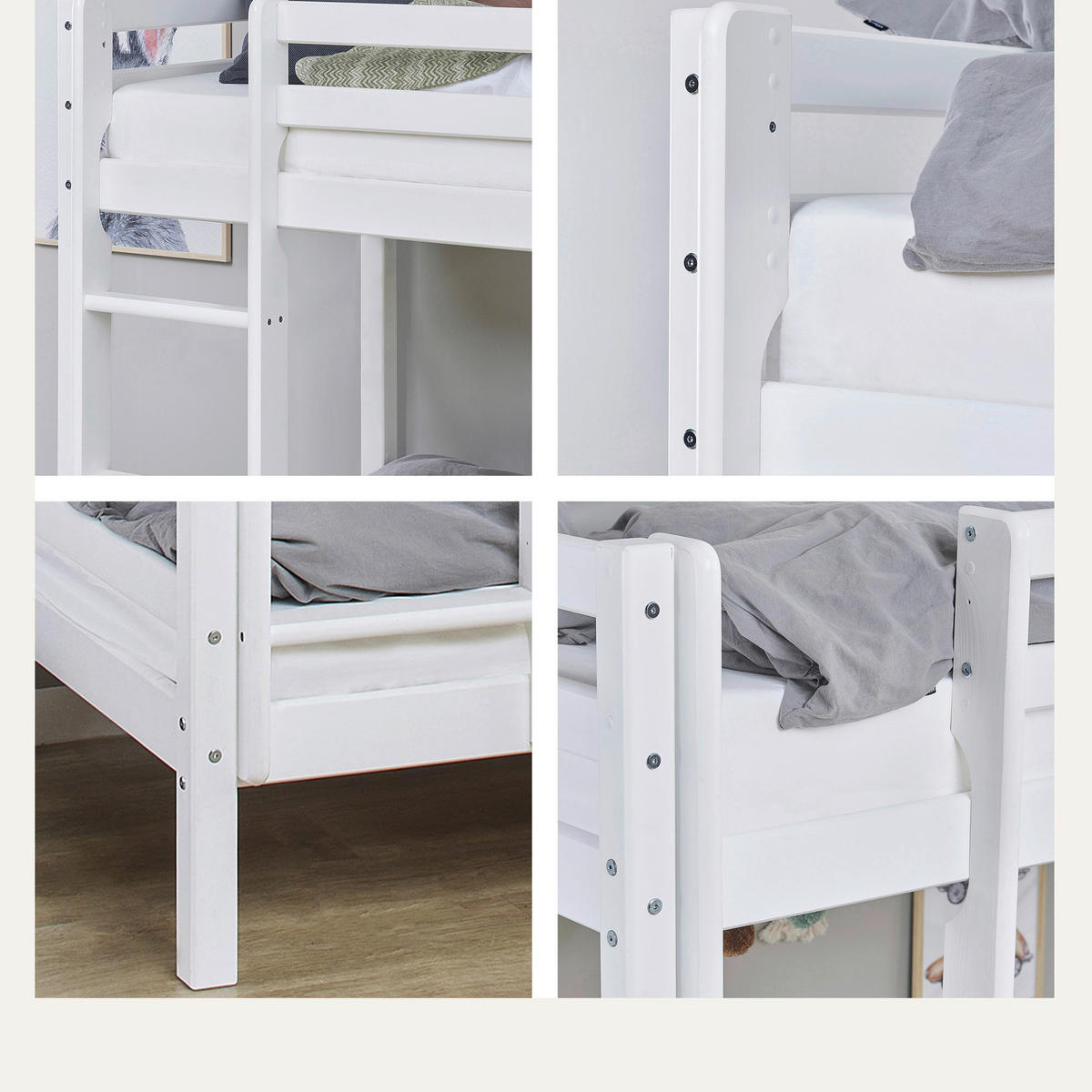ETAGENBETT - Naturfarben/Weiß, MODERN, Holz (90/200cm) - MID.YOU
