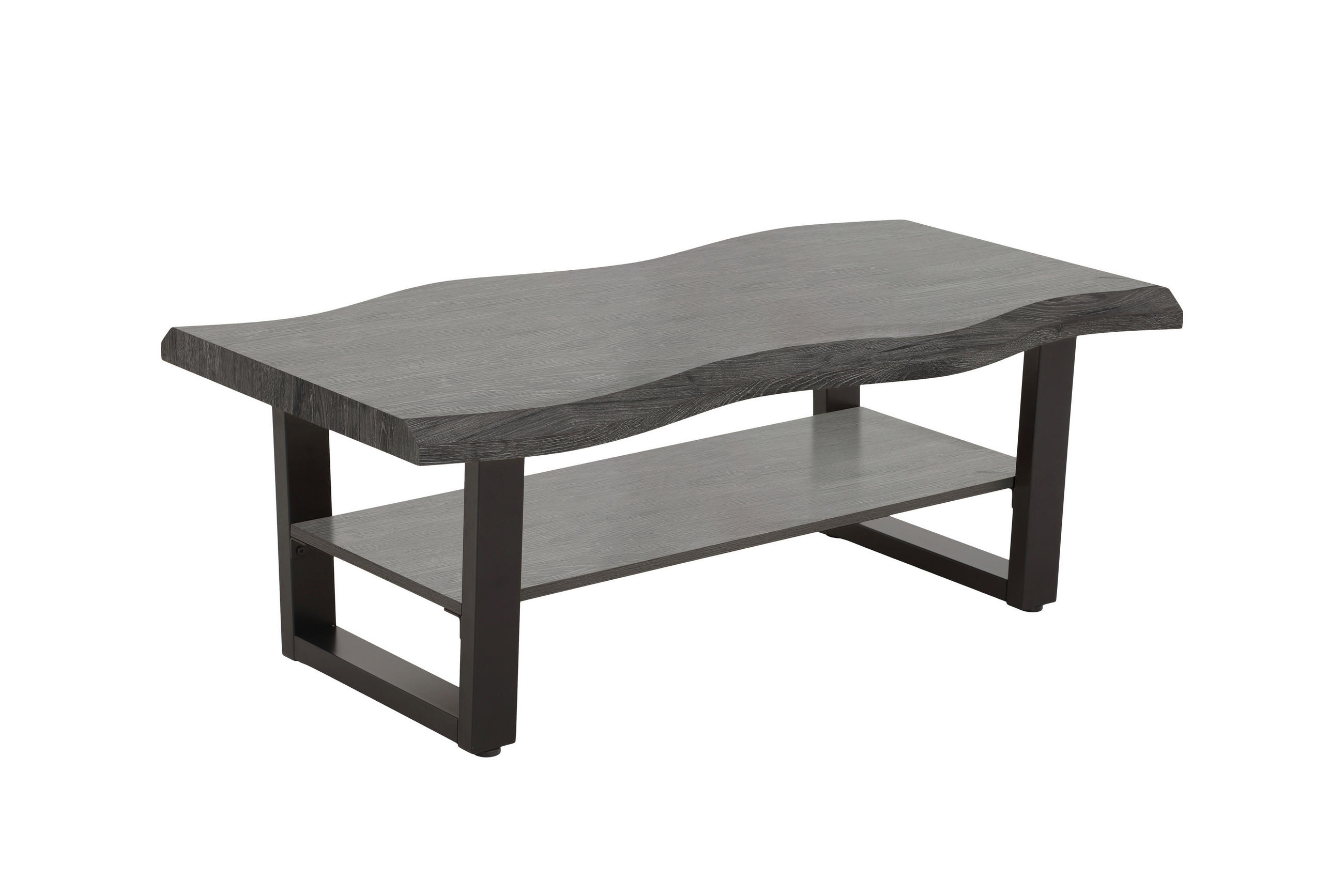 COUCHTISCHSET formgebogen Grau  - Schwarz/Grau, Design, Holzwerkstoff/Metall (110/60/42cm) - Livetastic