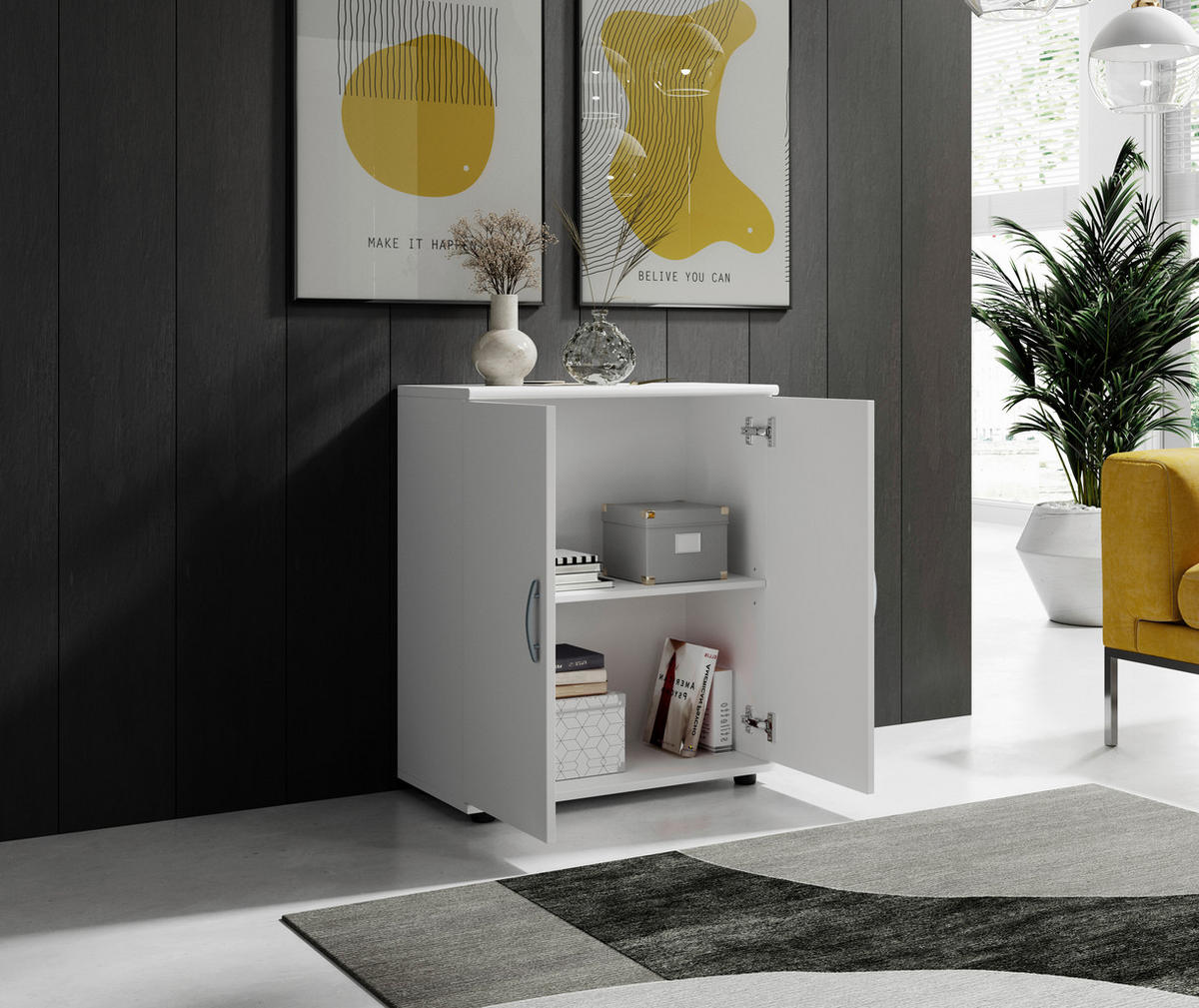 KOMODA   60/70/30 cm   bijela  - bijela/srebrne boje, Konvencionalno, drvni materijal/plastika (60/70/30cm) - Carryhome