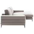 ECKSOFA in Velours Sandfarben  253/177 cm  - Sandfarben/Schwarz, Design, Textil/Metall (253/177cm) - Dieter Knoll
