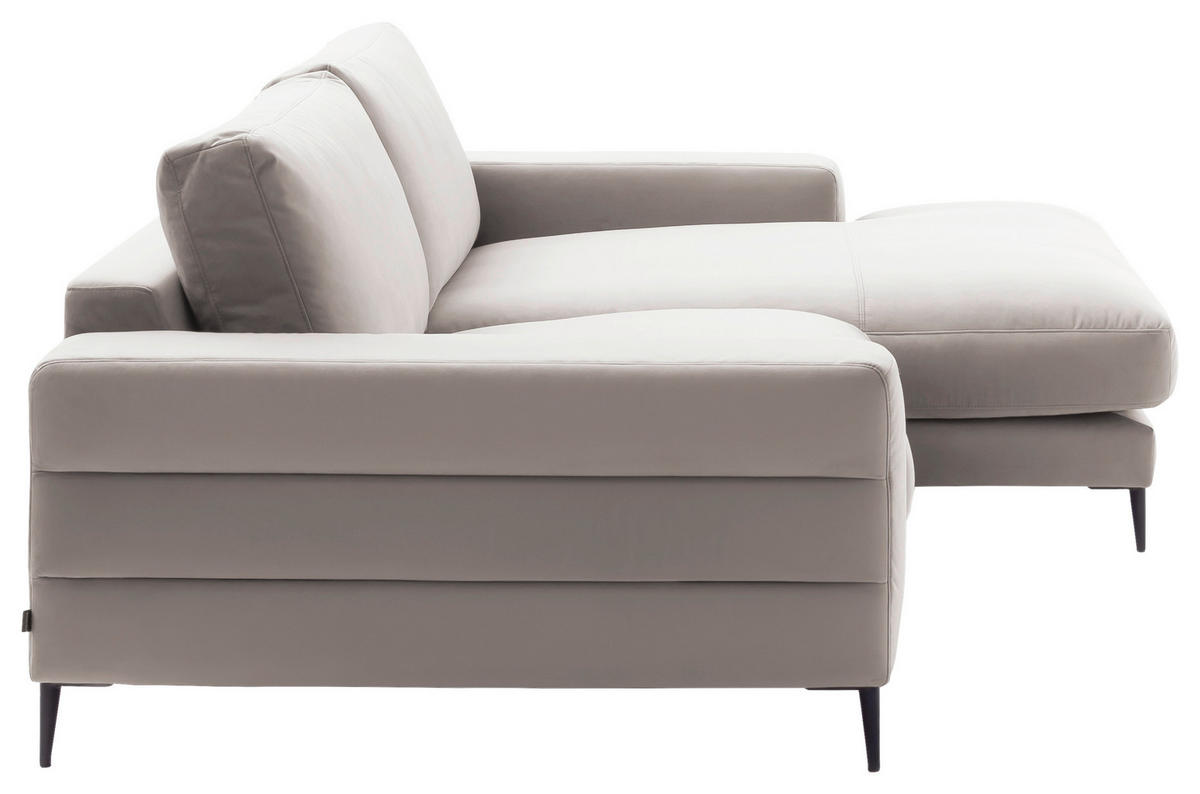 ECKSOFA in Velours Sandfarben  - Sandfarben/Schwarz, Design, Textil/Metall (253/177cm) - Dieter Knoll