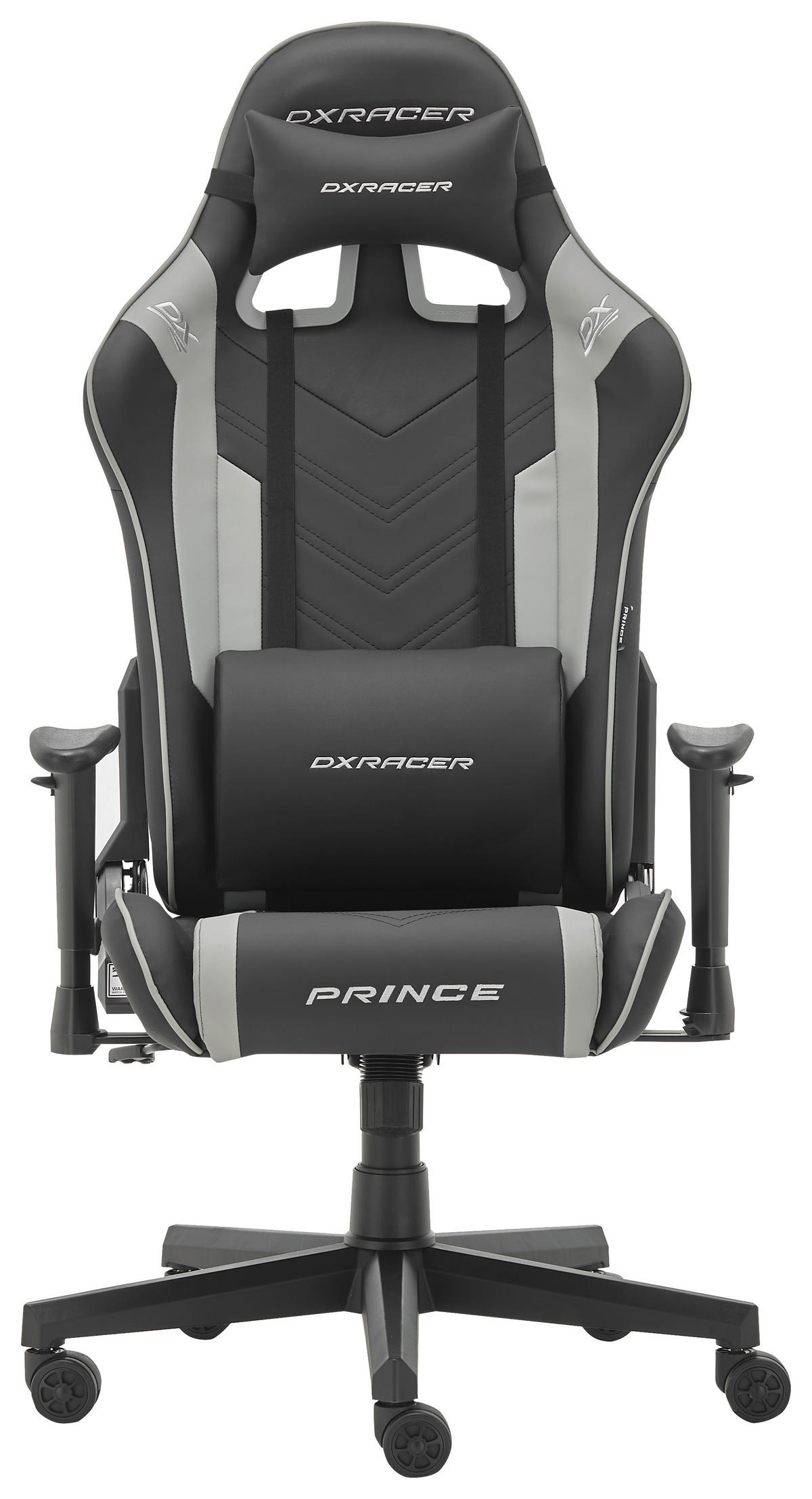 GAMER SZÉK  bőrhatású textil szürke, fekete  - fekete/szürke, Design, műanyag/textil (67/126/67cm) - Dxracer