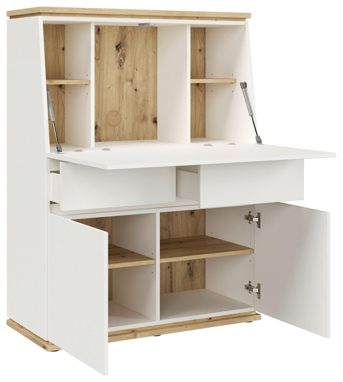 SEKRETÄR   - Weiß/Eiche Artisan, KONVENTIONELL, Holzwerkstoff (93/125/42,2cm) - Xora