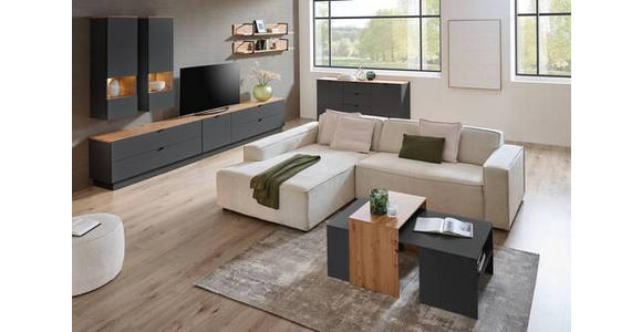 TV-ELEMENT Graphitfarben, Eiche Artisan  140/62/44 cm  - Schwarz/Graphitfarben, MODERN, Holzwerkstoff/Metall (140/62/44cm) - Hom`in