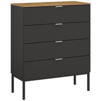 KOMMODE  in 80/100/42 cm  - Alufarben/Graphitfarben, Trend, Holzwerkstoff/Metall (80/100/42cm) - Stylife