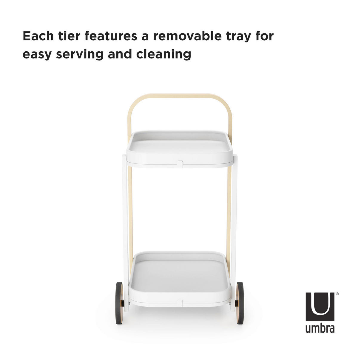 SERVIERWAGEN in Naturfarben, Weiß  - Naturfarben/Weiß, Basics, Metall (44/80/50cm) - Umbra