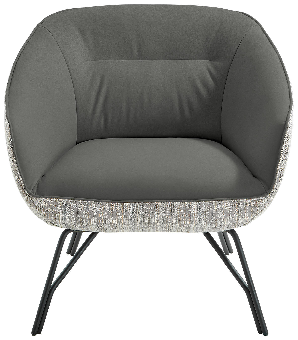 COCKTAILSESSEL - Dunkelgrau/Anthrazit, Design, Leder/Textil (76/80/73cm) - Joop!