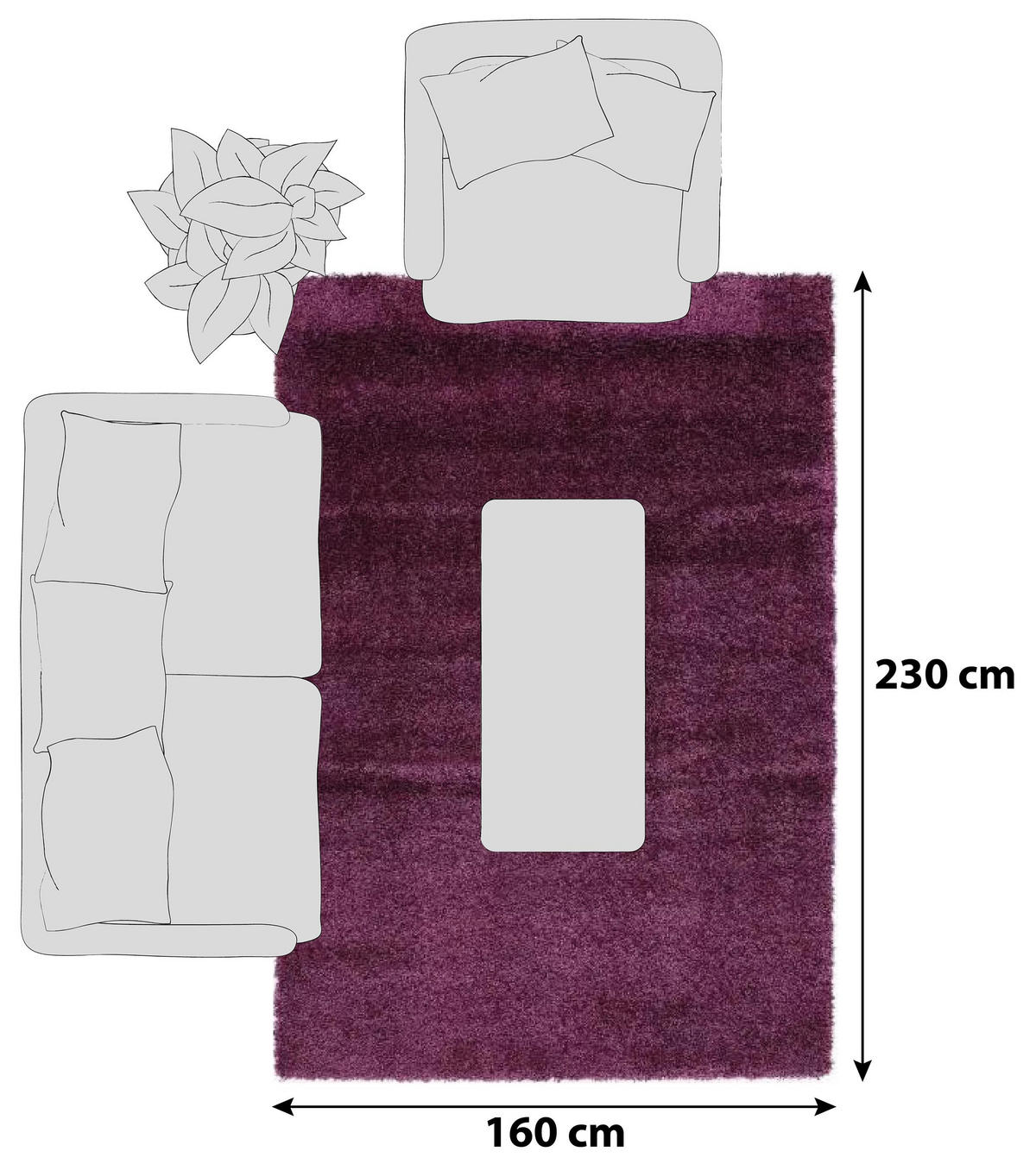 HOCHFLORTEPPICH 160/230 cm Fashion Shaggy Flieder  - Flieder, Basics, Textil (160/230cm) - Novel