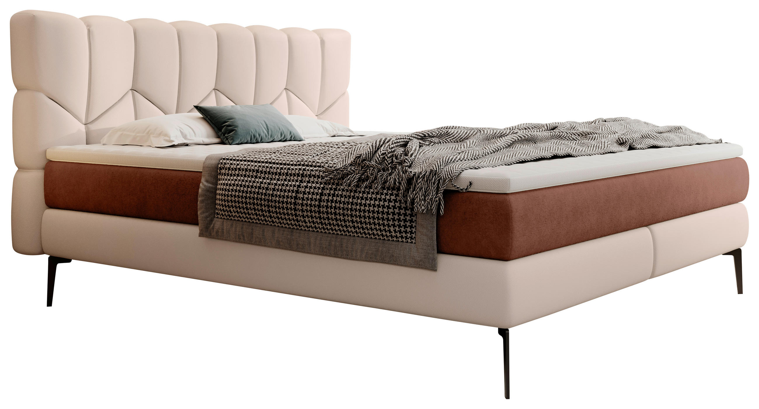 BOXSPRINGBETT 180/200 cm  in Champagner, Terracotta  - Champagner/Terracotta, Design, Leder/Textil (180/200cm) - Esposa