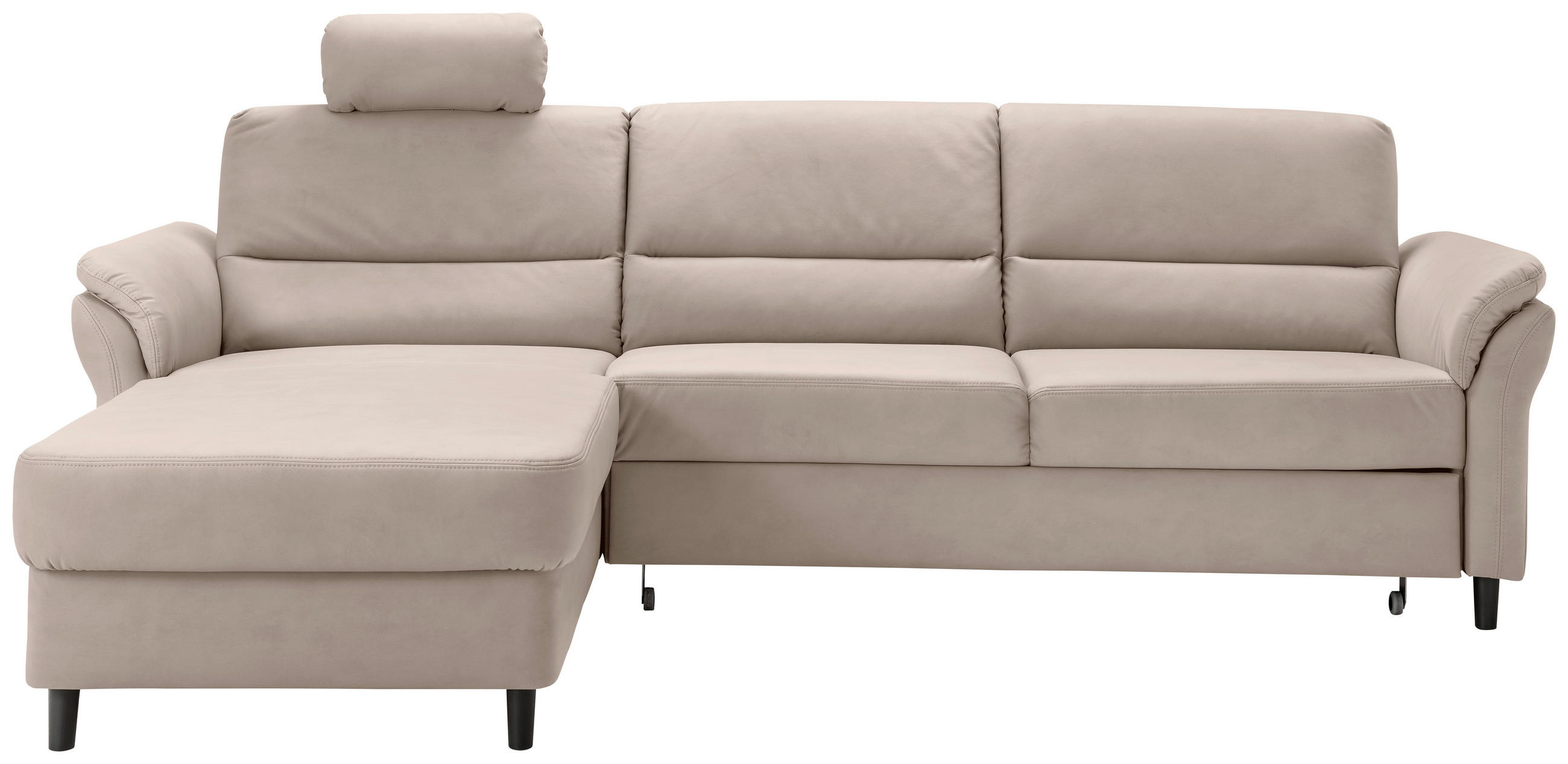 ECKSOFA Beige Lederlook  - Beige/Schwarz, MODERN, Holz/Textil (176/279cm) - Livetastic
