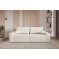 SCHLAFSOFA BRAZIL SOFA in Bouclé Creme  - Creme/Schwarz, Design, Textil (248/92/110cm) - MID.YOU