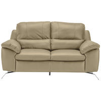 2,5-SITZER mit Relaxfunktion in Kombination Echtleder/Lederlook Greige  - Greige/Silberfarben, Design, Leder/Metall (216/97/95-151cm) - Livetastic
