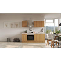 KÜCHENBLOCK 210 cm   in Buchefarben  - Edelstahlfarben/Beige, MODERN, Holzwerkstoff/Kunststoff (210cm) - FlexWell