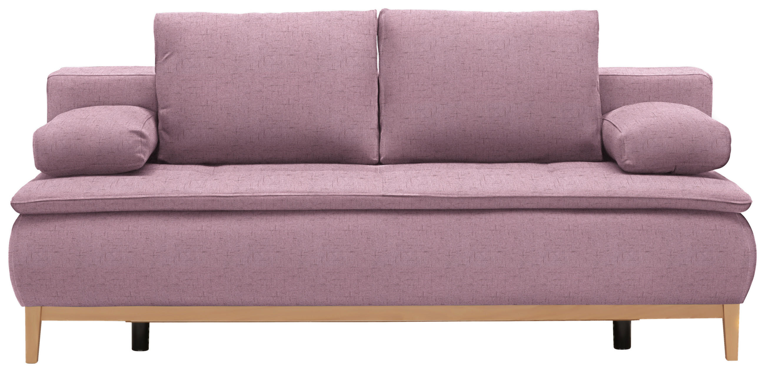 BOXSPRINGSOFA in Webstoff Rosa - Eichefarben/Beige, Design, Holz/Textil (202/78/93/100cm) - Venda