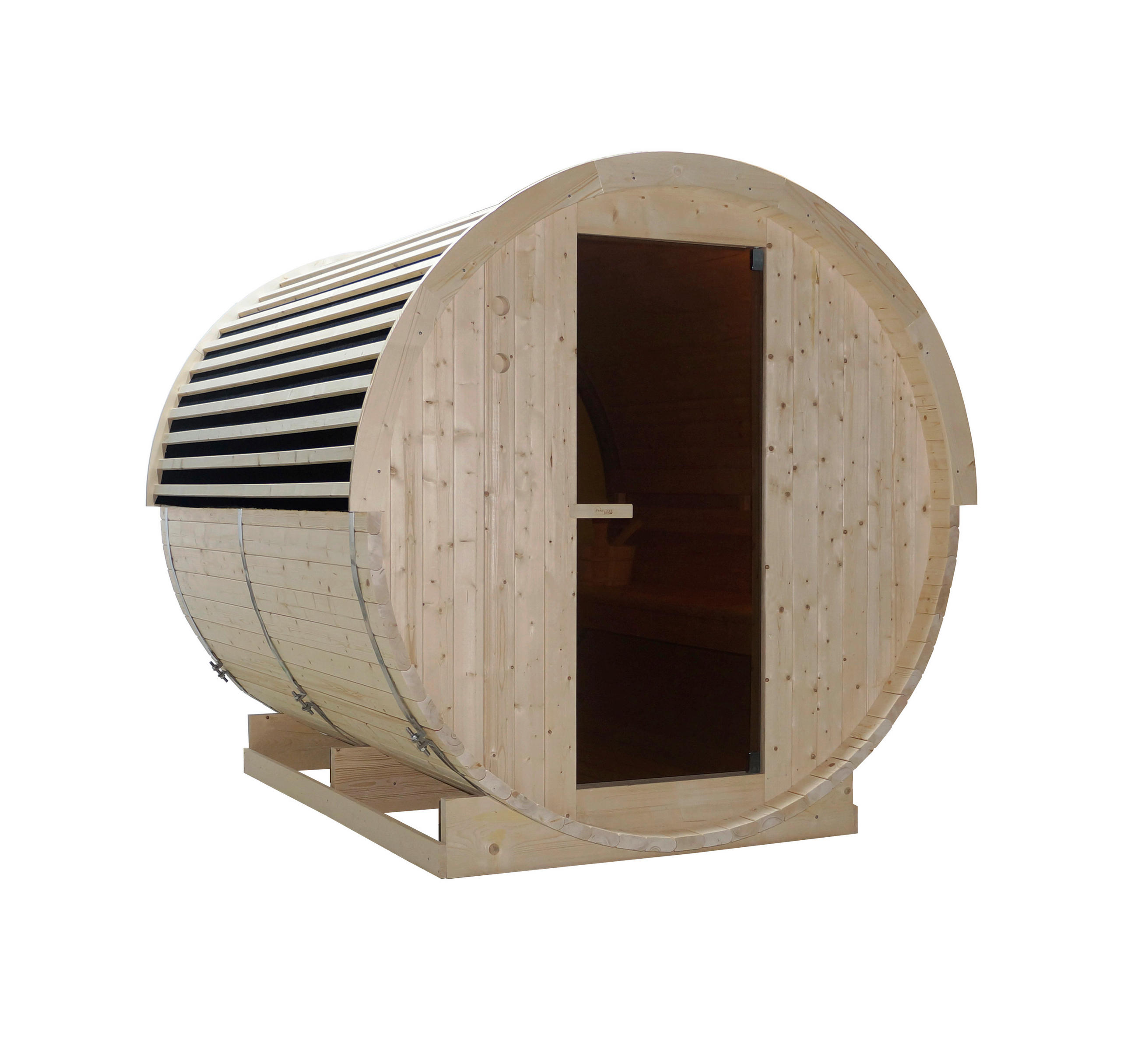 SAUNA für 6 Personen Nyborg  - Naturfarben, KONVENTIONELL, Glas/Holz (224,9/194,9/194,20cm)