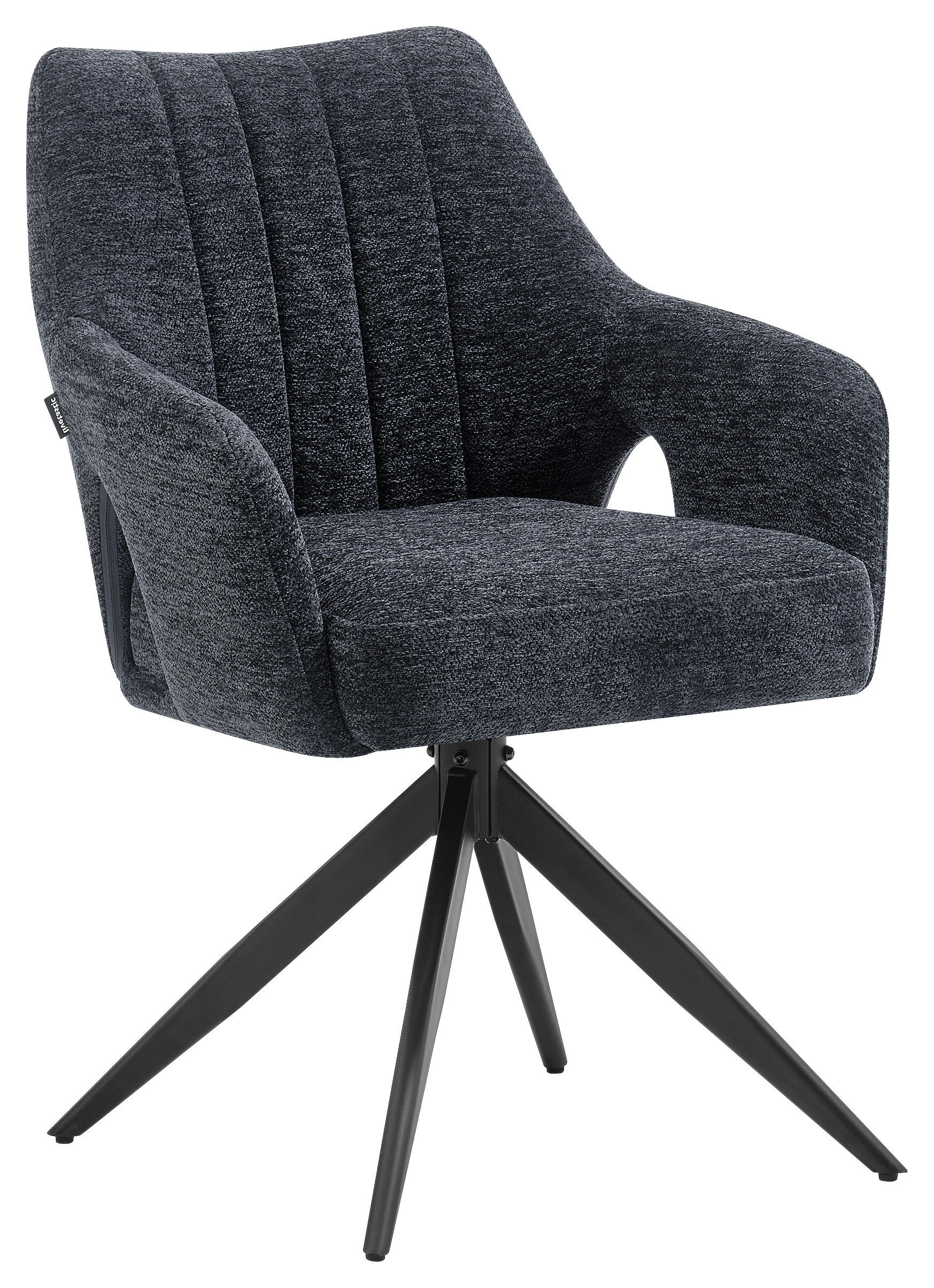 STOLICA S NASLONOM ZA RUKE  siva, crna  drvo, metal, tekstil      - siva/crna, Moderno, drvo/metal (57,5/85/62cm) - Livetastic
