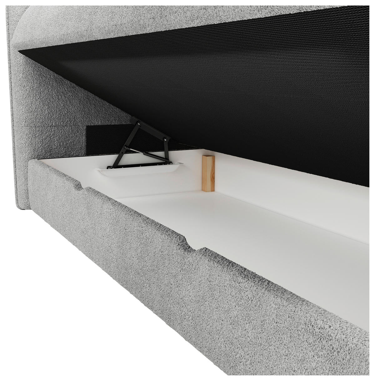 BOXSPRINGBETT 140/200 cm,  in Hellgrau, gepolstertes Kopfteil, Bettkasten, Topper, Matratzen, H3 + H3 = fest  - Hellgrau/Schwarz, Design, Holz/Holzwerkstoff (140/200cm) - Chameo