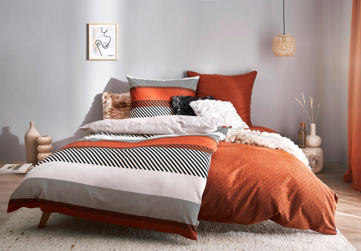 WENDEBETTWÄSCHE Scatter Flanell 135/200 cm  - Rostfarben, KONVENTIONELL, Textil (135/200cm) - Esprit