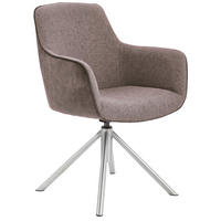 ARMLEHNSTUHL drehbar  in Edelstahl Flachgewebe  - Edelstahlfarben/Cappuccino, Design, Textil/Metall (60/88/64cm) - Novel