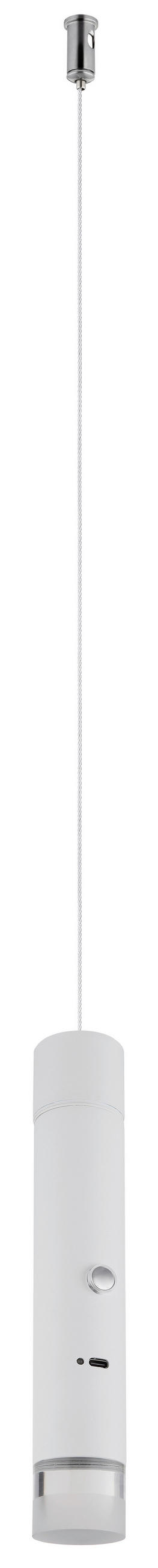 AKKU-LED-HÄNGELEUCHTE PELO 38/120 cm  - Klar/Weiß, Design, Kunststoff/Metall (38/120cm) - Globo