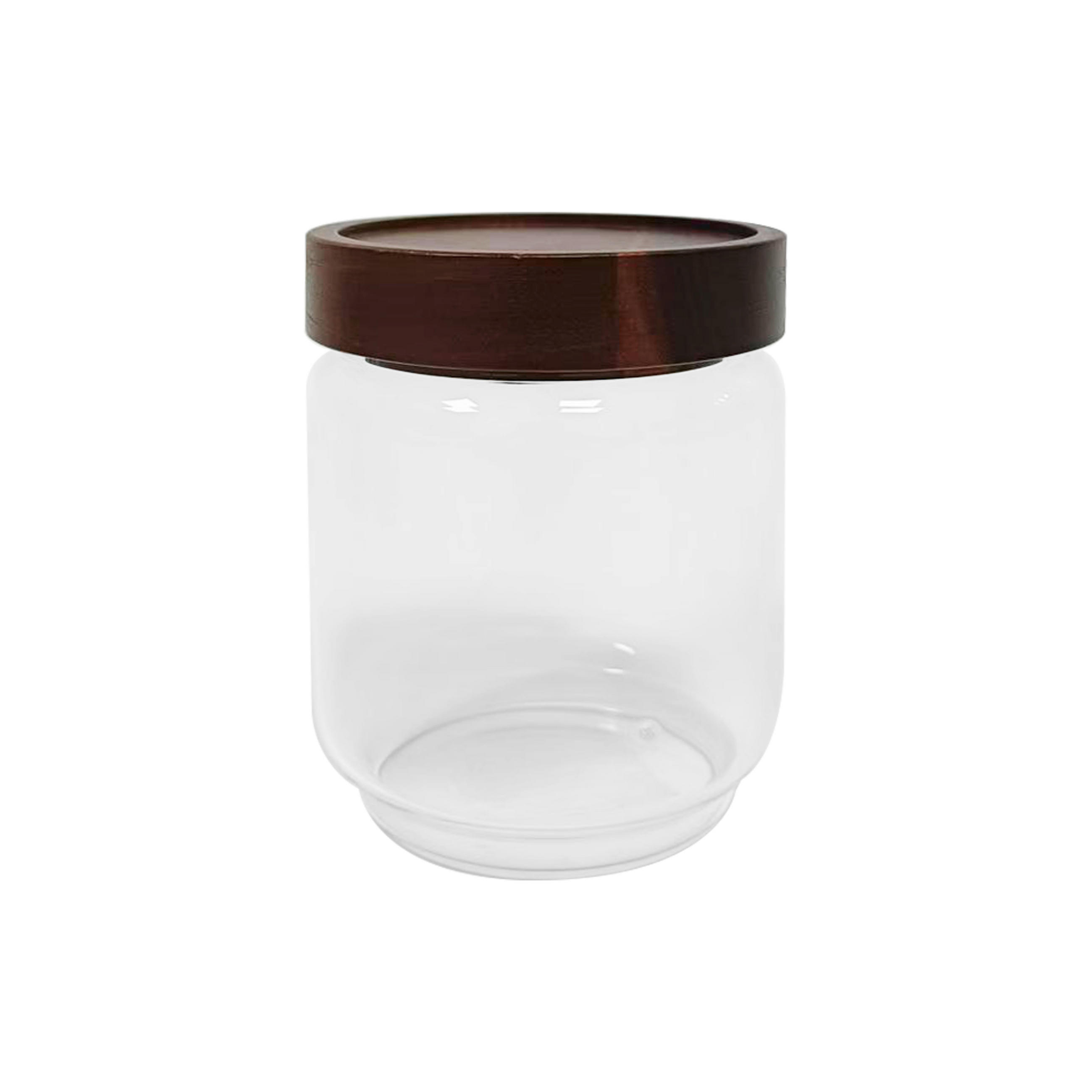 DÓZA NA POTRAVINY - hnedá/číra, Design, drevo/sklo (9/10cm) - Homeware Profession.