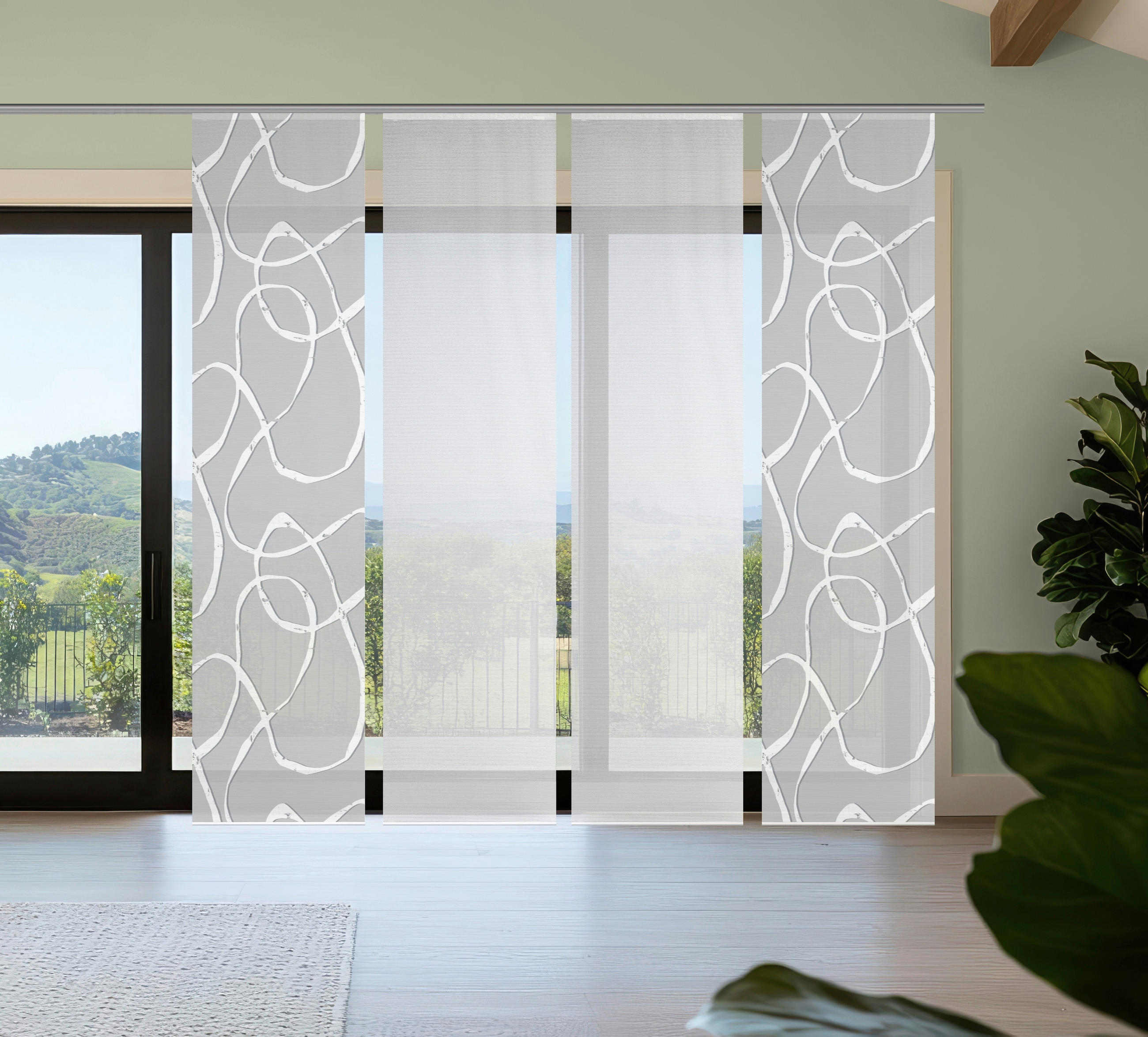 FLÄCHENVORHANG  4 Stück  blickdicht  60/260 cm   - Hellgrau/Weiß, KONVENTIONELL, Textil (60/260cm)