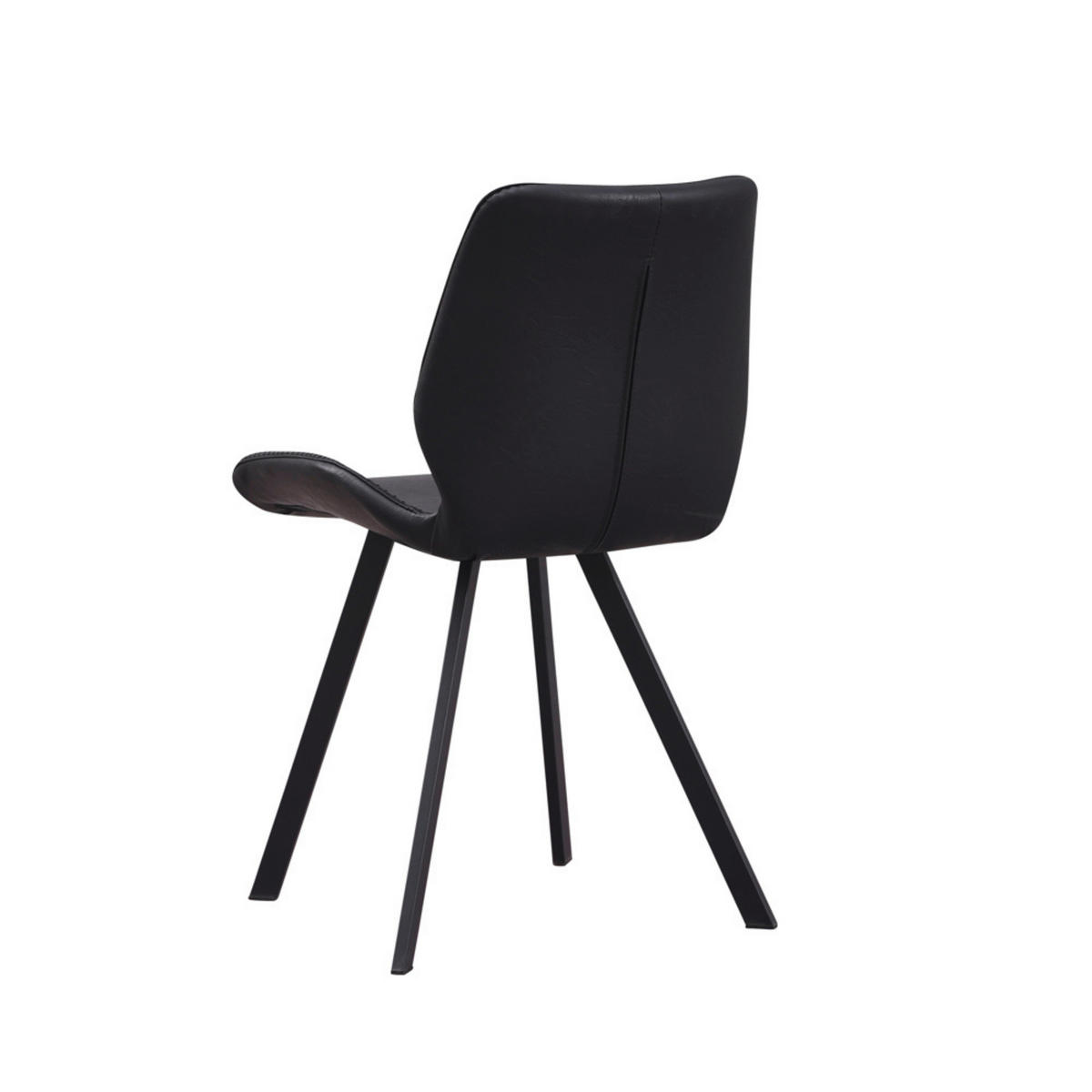 STUHL-SET 4 Stück  in Lederlook  - Schwarz, MODERN, Textil/Metall (44/80/55cm) - MID.YOU