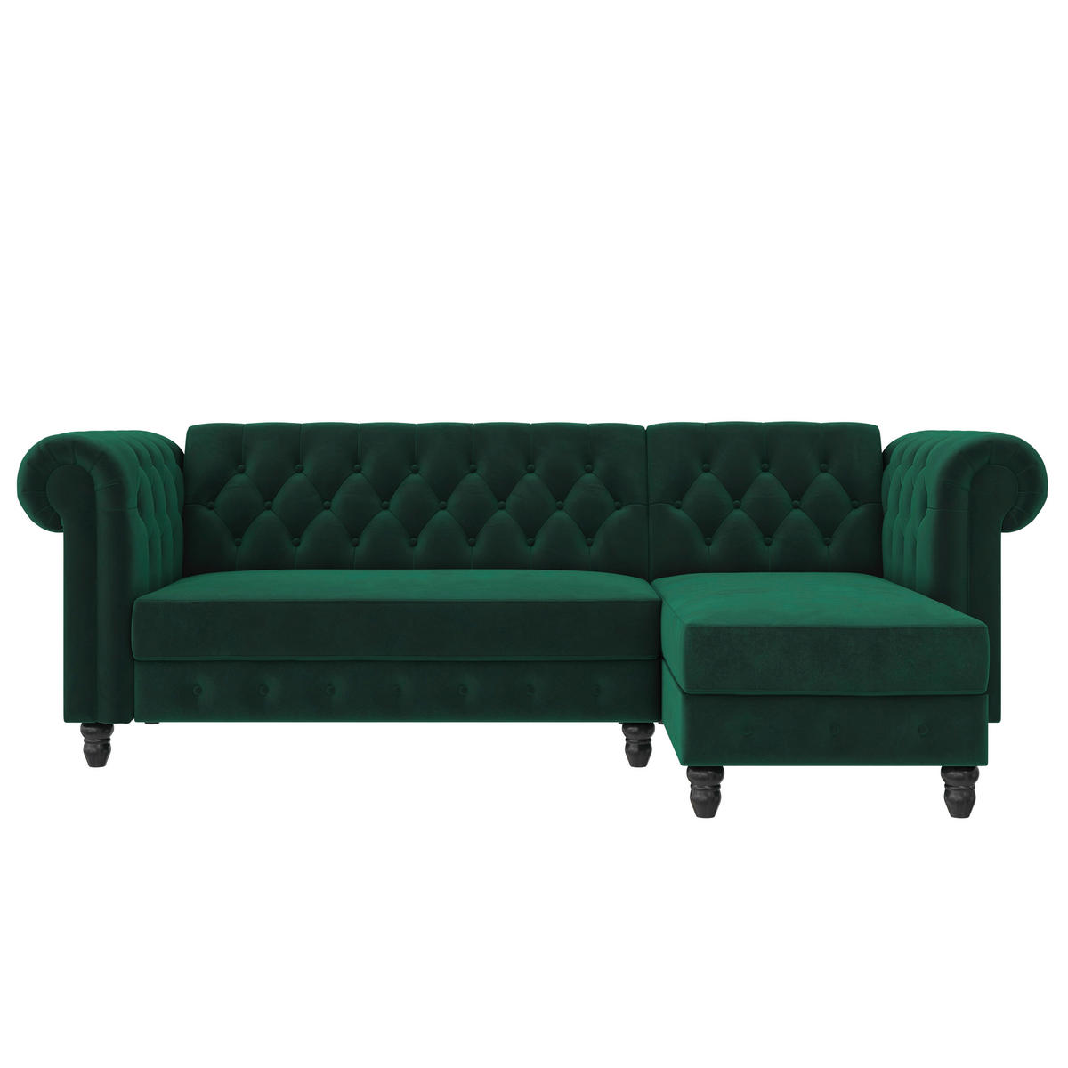 ECKSOFA FIRENZE in Velours Dunkelgrün  - Dunkelgrün/Schwarz, Basics, Holz/Textil (241/154cm) - Livetastic