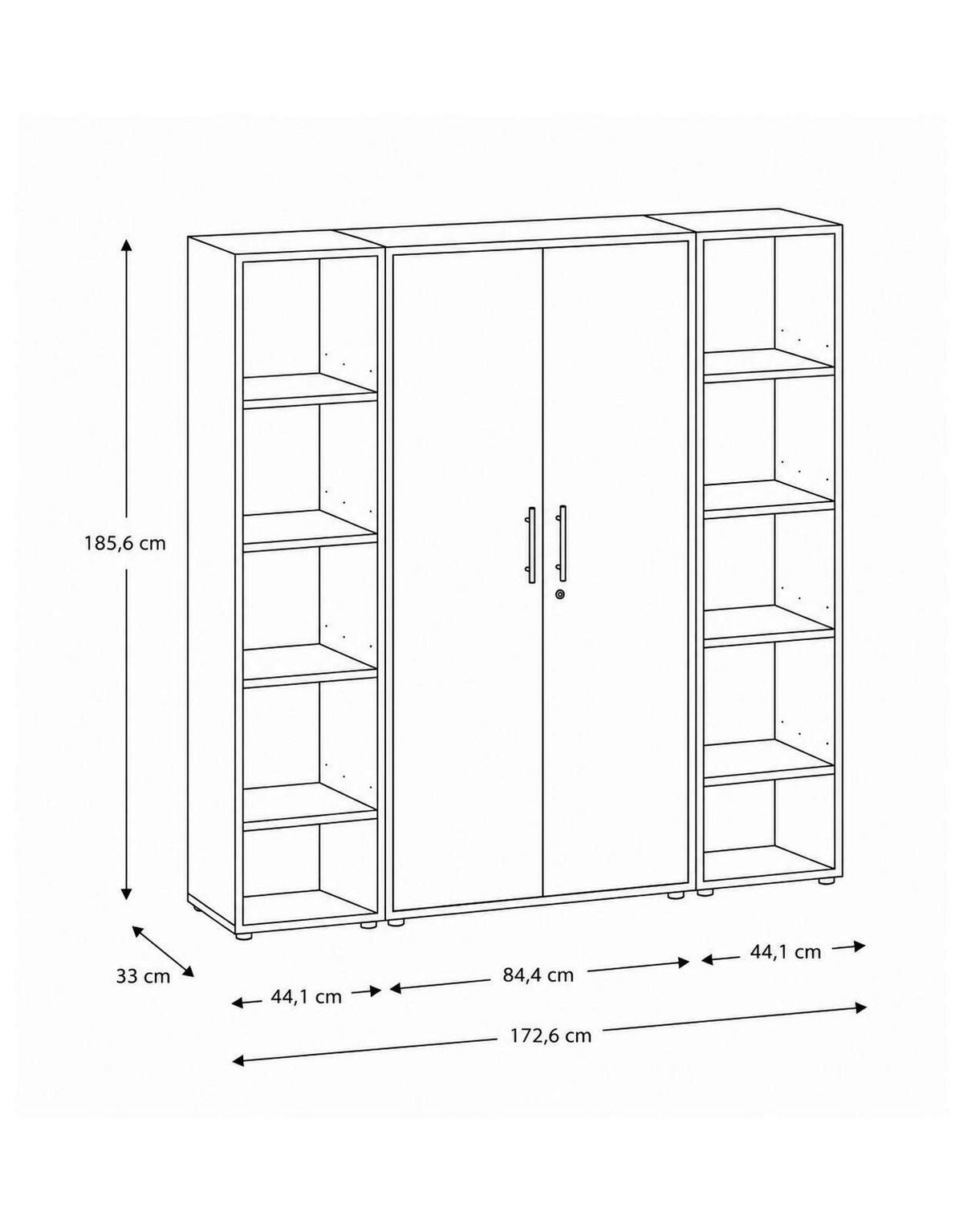 AKTENSCHRANK 172,6/185,6/33 cm  - Anthrazit/Hellgrau, MODERN, Holzwerkstoff (172,6/185,6/33cm) - MID.YOU