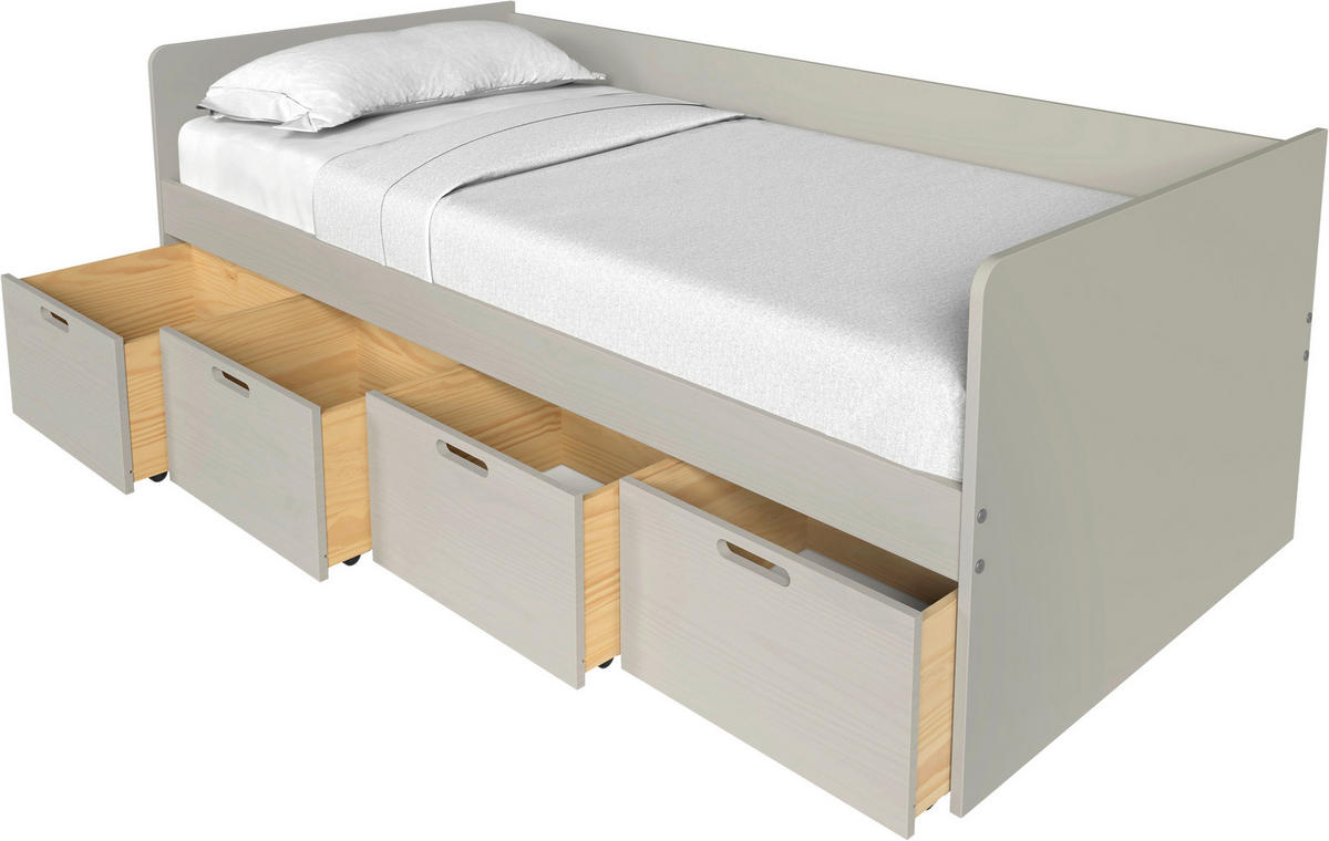 STAURAUMBETT 90/200 cm  in Taupe  - Taupe/Naturfarben, MODERN, Holz/Holzwerkstoff (90/200cm) - MID.YOU